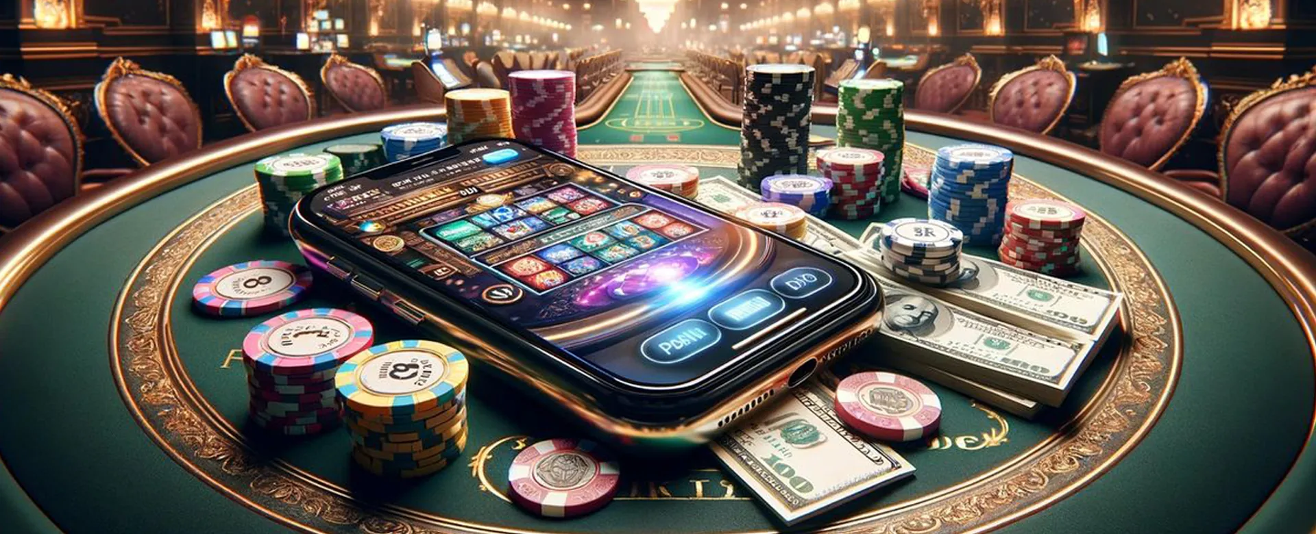 Dynamic online casino background with bright lights and gaming elements at 8k8 com ph